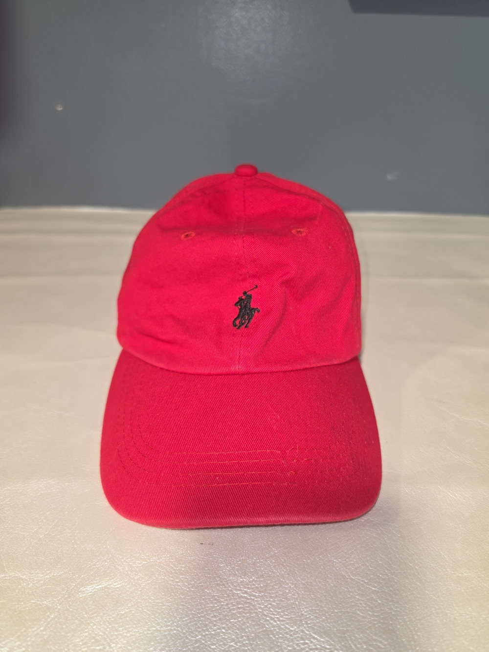 Polo Ralph Lauren Adjustable Red Chino Sport Cap Embroidered Player Front Logo
